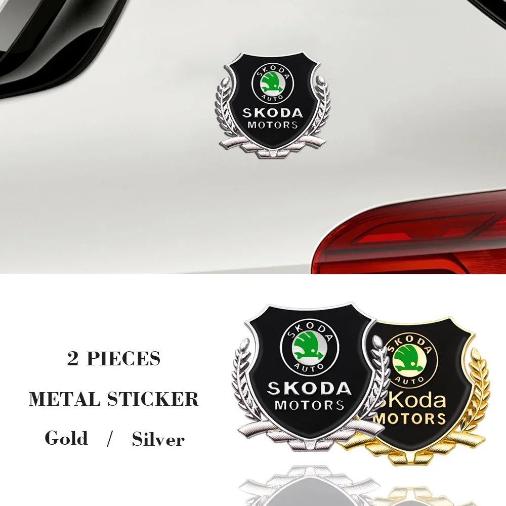 

Автомобильные 3D наклейки из металлического сплава, наклейки с логотипом автомобиля, наклейка на боковое крыло для Skoda Yeti Fabia Kodiaq Rapid Superb, автоаксессуары