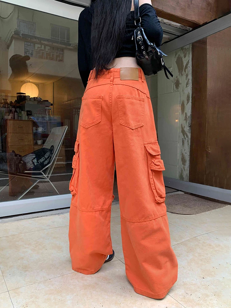 ReddaChic Boyfriend Cargo Denim Pants Women Hip Hop Straight Low Waist Patchwork Multi-pockets Wide Leg Jeans ICON Streetwear