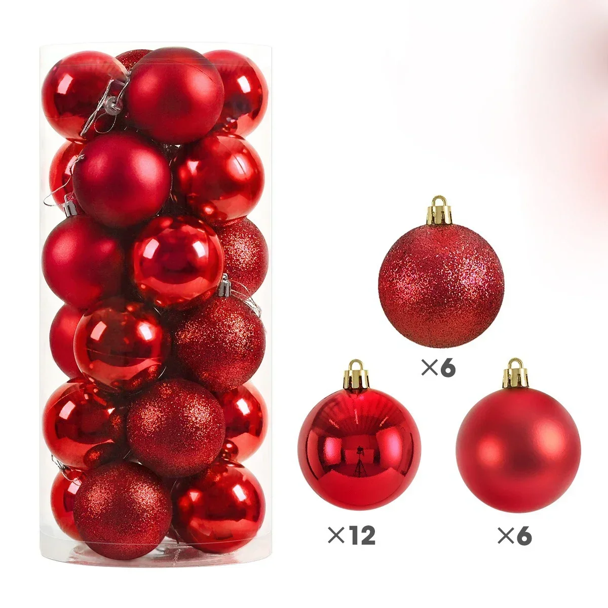Hot 24Pcs 3/4/6cm Weihnachten Baum Kugeln Mehrfarbige Weihnachten Ball Dekorationen Glitter Weihnachten Baubles ornament Ball Party Wohnkultur – Detail 8