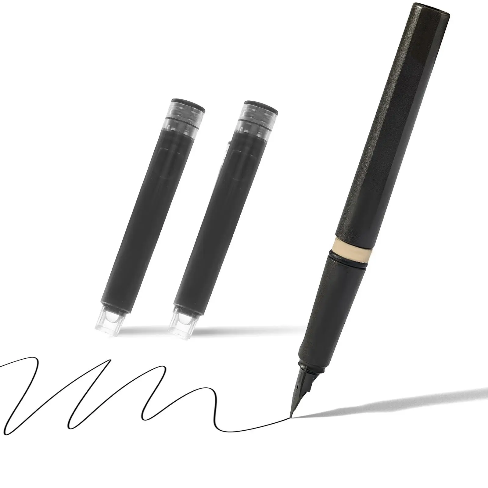 Фонтан, многоразовый, черный, гладкий, для письма, быстро стираемая ручка, чернила, авторучка, чернила, сухие, для практики, студенческие принадлежности