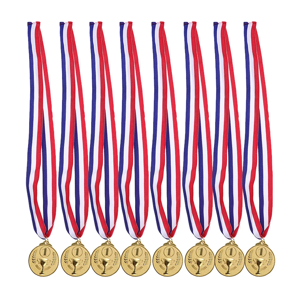 

8Pcs Mini Trophy Wheat Ear Medals Durable Metal Kids Sports Awards Party Favors Basketball Soccer Competition Recognition Medals