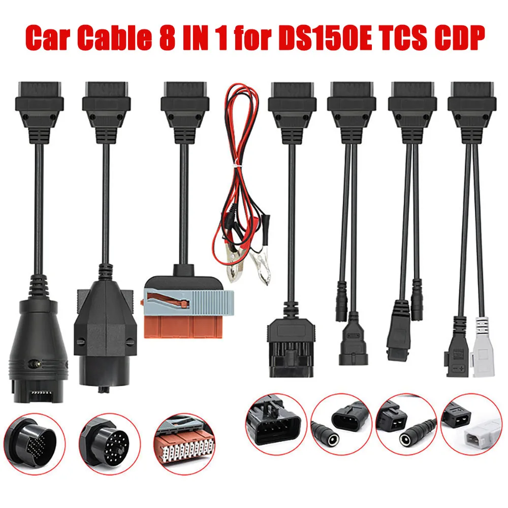 

8PCS Car Cables for CDP Pro DS150E TCS CDP Automotive OBD OBD2 Diagnostic Interface Tool Full Set 8 in 1 Auto Scanner Adapter