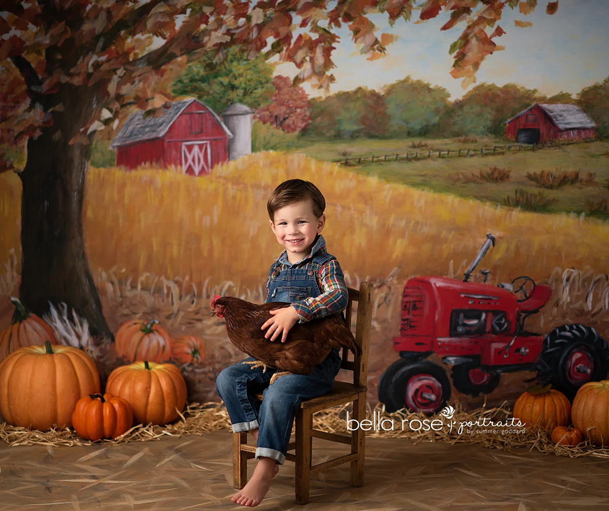 Autumn Red Tractor on the Farm Backdrops Kids Phtography Props Child Baby Birthday Cake Smash Photocall Fall Country Background