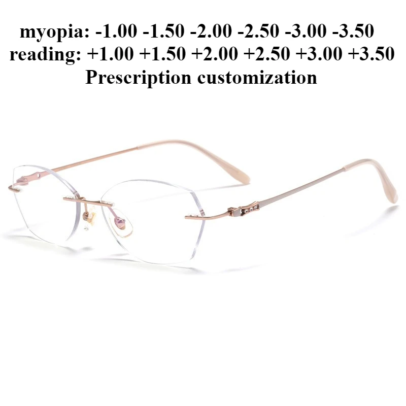 

53mm New Ultra-light Women Anti-blue Light Myopia Prescription Glasses Customized Degree Elderly Reading Glasses +1.50