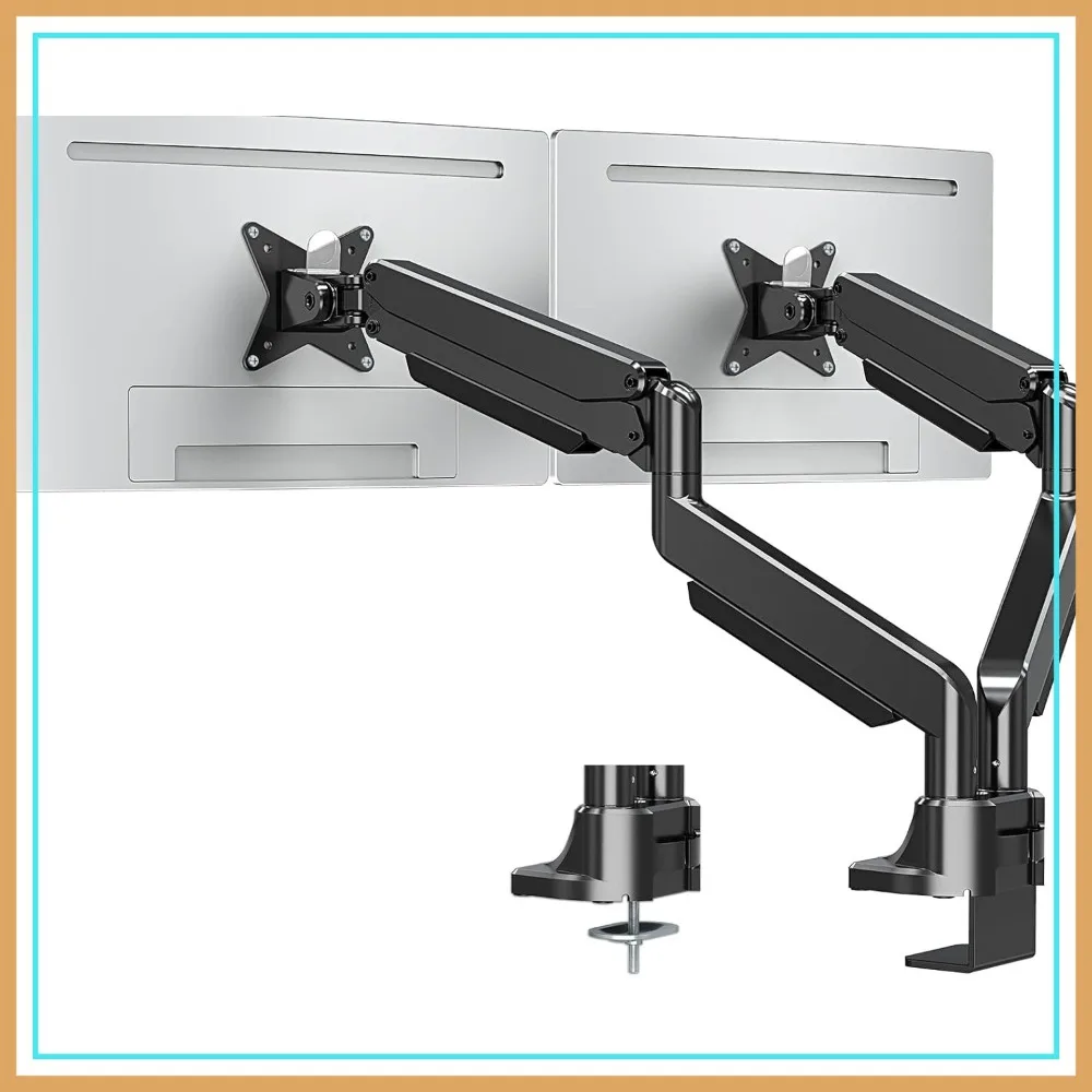

Dual Monitor Mount for 27-42 inch Ultrawide Screens, Holds 6.6-33lbs, Heavy Duty Desk Stand with Clamp/Grommet Base