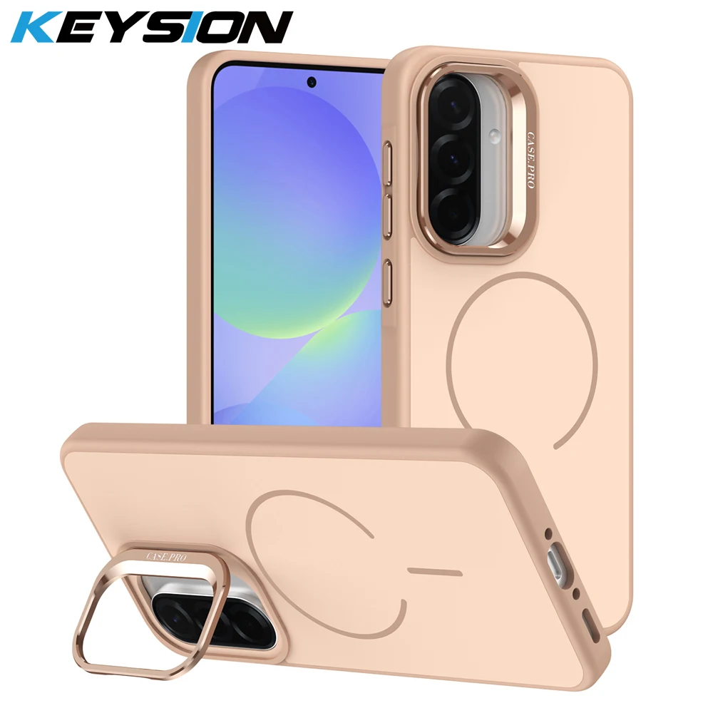 KEYSION Matte Skin Feel Lens Stand Phone Case for Magsafe for Samsung A56 5G A36 5G Magnetic Shockproof Cover for Galaxy A16 5G