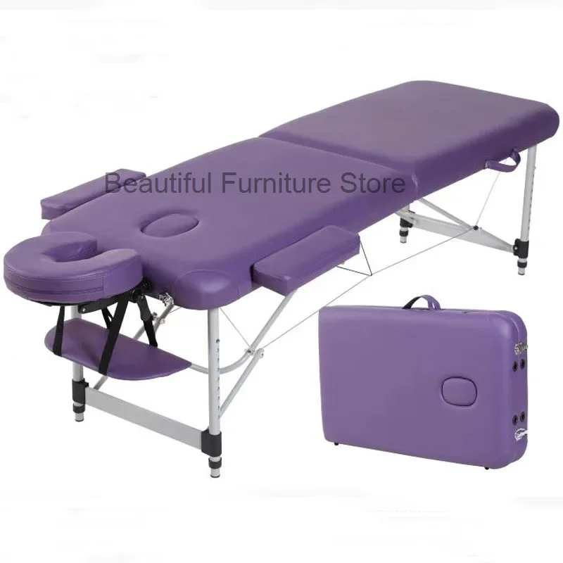 185*60cm Aluminum Alloy Folding Massage Bed with Carrying Case Spa Beauty Massage Tables Salon Furniture Height Adjustable