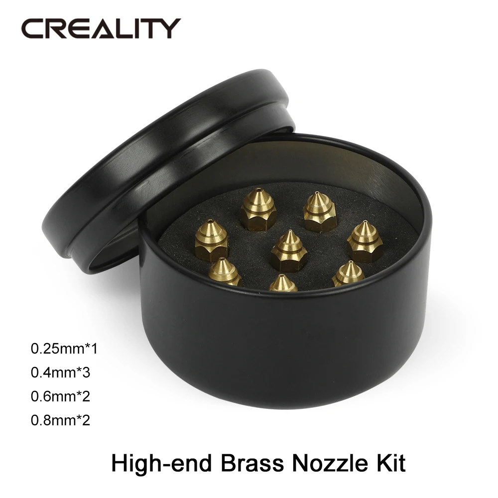 Creality 3D Printing High-end Nozzle Kit 0.25mm 0.4mm 0.6mm 0.8mm Brass /Copper Alloy/Hardened Steel Nozzle Kit for Ender-3 V2