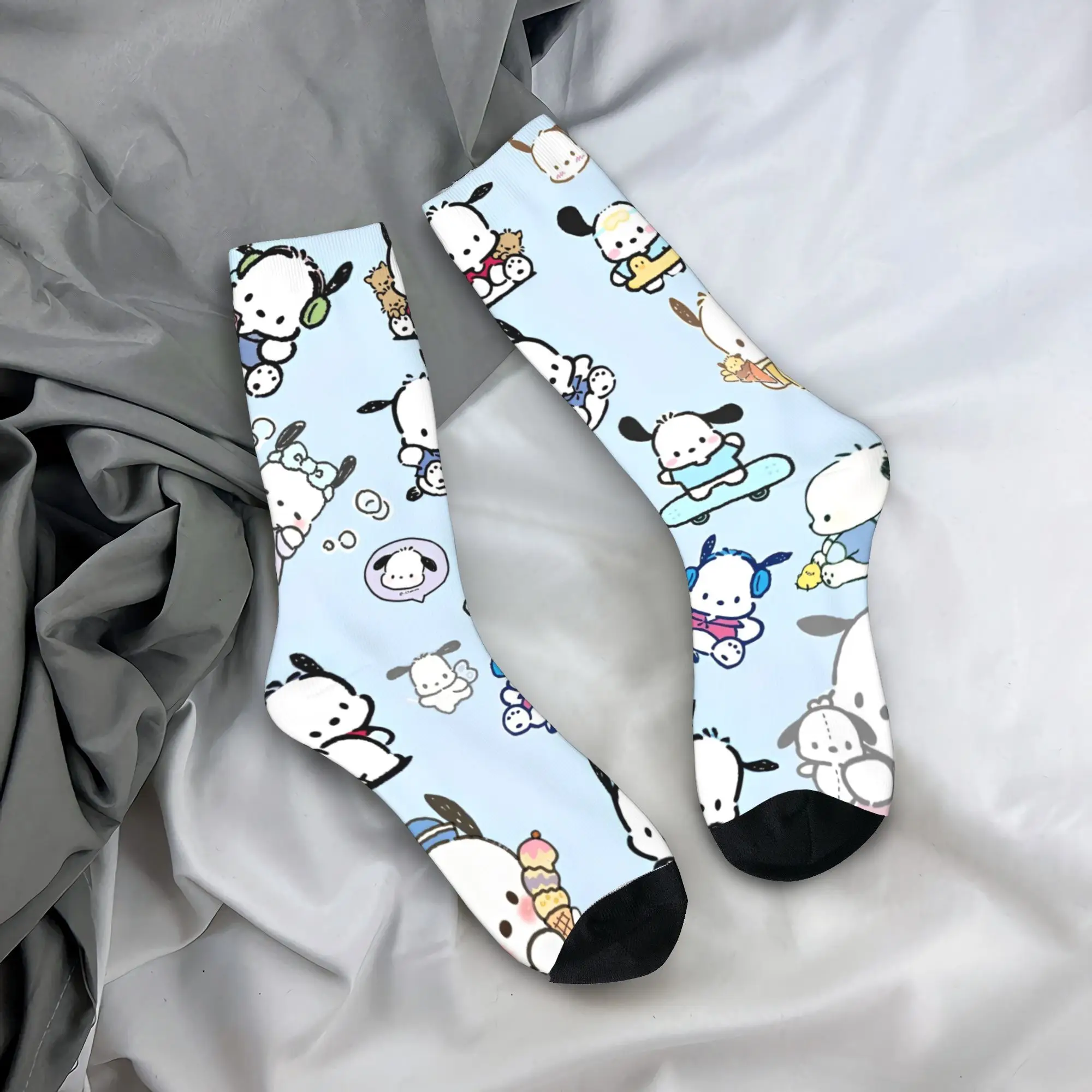 

Women Men Socks Pochacco Cartoon Stockings Autumn Casual Breathable Socks Custom Outdoor Sports Anti-Slip Socks