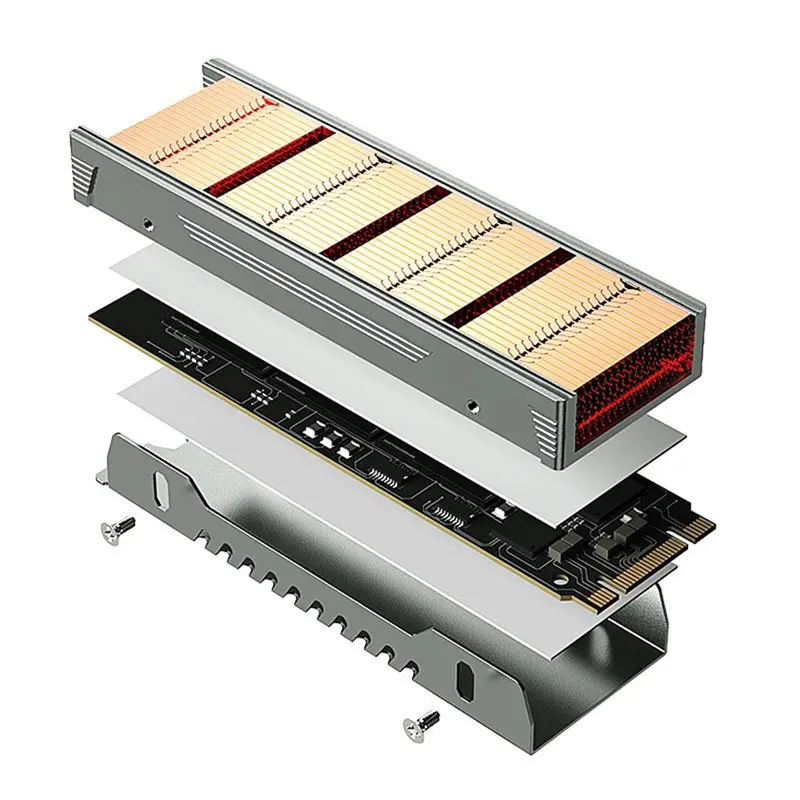 

TEUCER M. 2 NVME SSD Cooling Solution-Copper Fins Heatsink With Aluminum Frame Passive Heat Sink Thermal Pad Performance