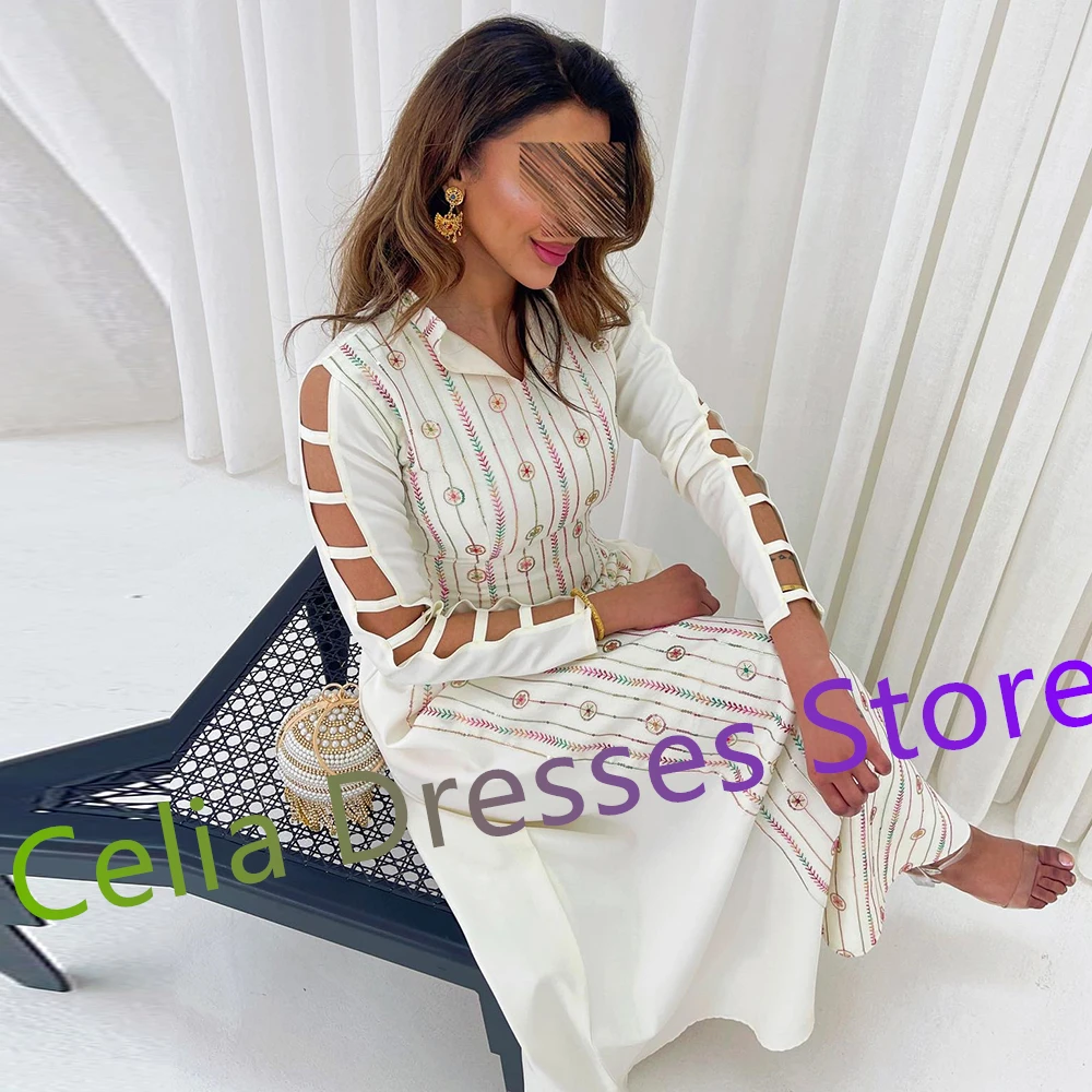 Pleats V Neck Elegant Straight  Evening Dress Ankle Length Jersey Long Sleeves Custom Size Special Occasion Gowns  Saudi Arabia