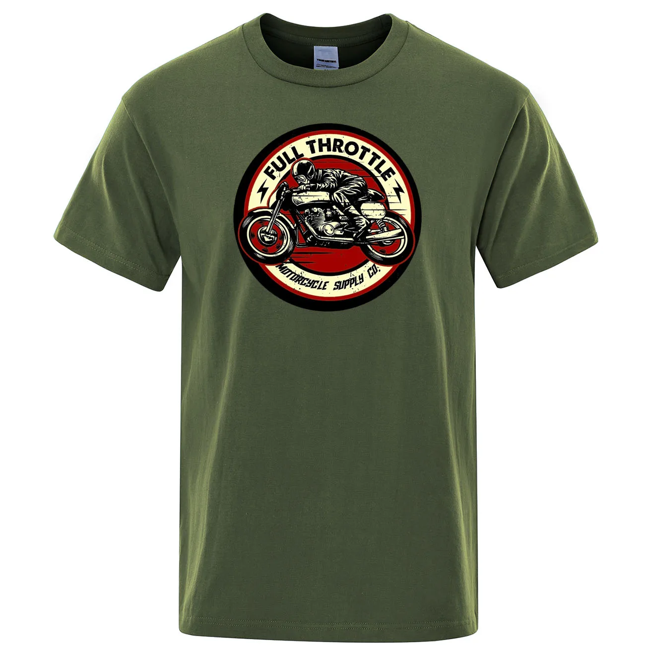 

Full Throttle Cafe Racer Rockabilly Biker Printed T-Shirt Men Fashion Casual Short Sleeve Loose Tshirt New Loose Tees Clothig
