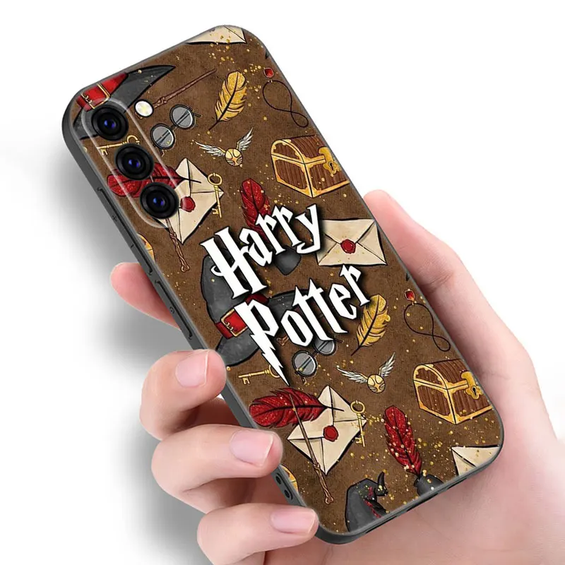 Harries Wand Potters Black Silicone Phone Case For Samsung Galaxy S20 S23 FE S21 S22 S24 Ultra S10 Lite S8 S9 Plus S7 Edge