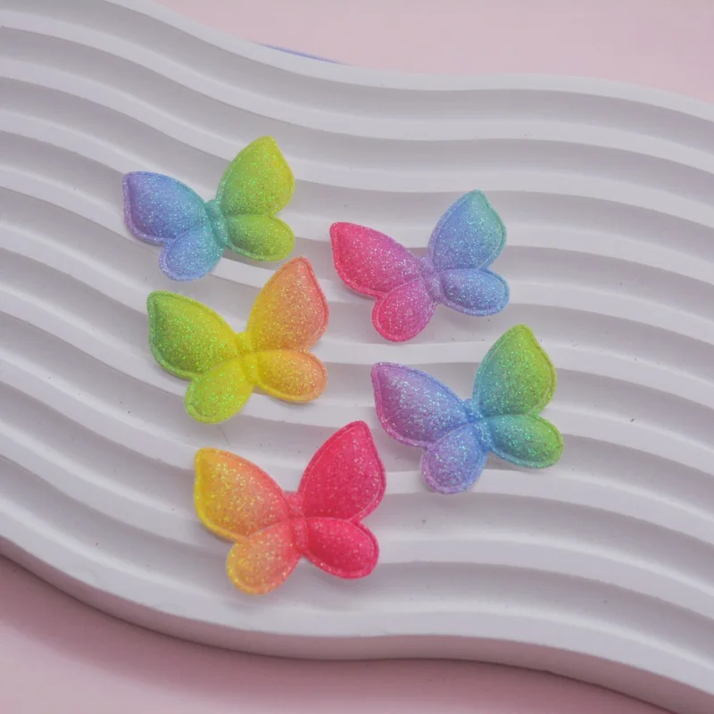 40 Stück glänzende Schmetterlings-Applikationen in zwei Größen, gepolstert, für Kinderhüte, zum Selbermachen von Haarbanden, Haarspangen, als Accessoires und zum Aufnähen. – Detail 11