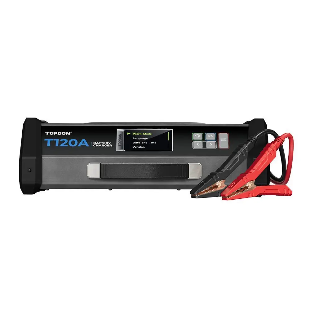 portable universal Topdon T120A 12v 24v automatic lithium lead acid smart automotive auto battery charger 12 v 24v for car