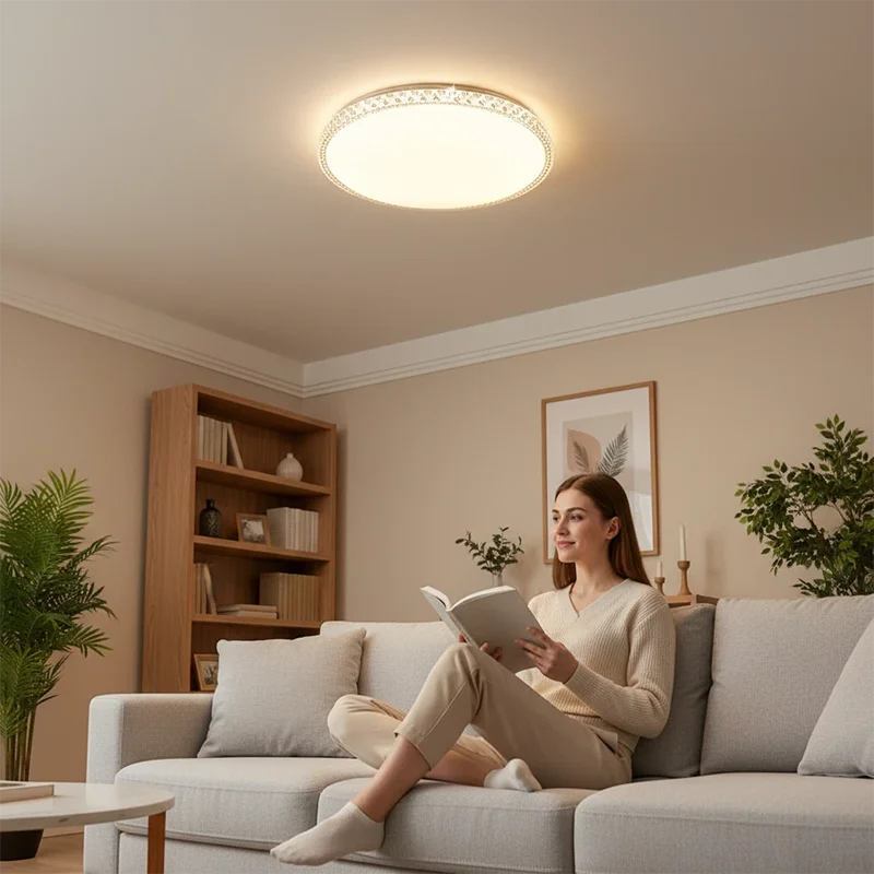 40W Ultrathin LED Ceiling Light 220V 3-Color CCT round Panel Lamp for Bedroom Kitchen Living Room - Energy Efficient Lighting