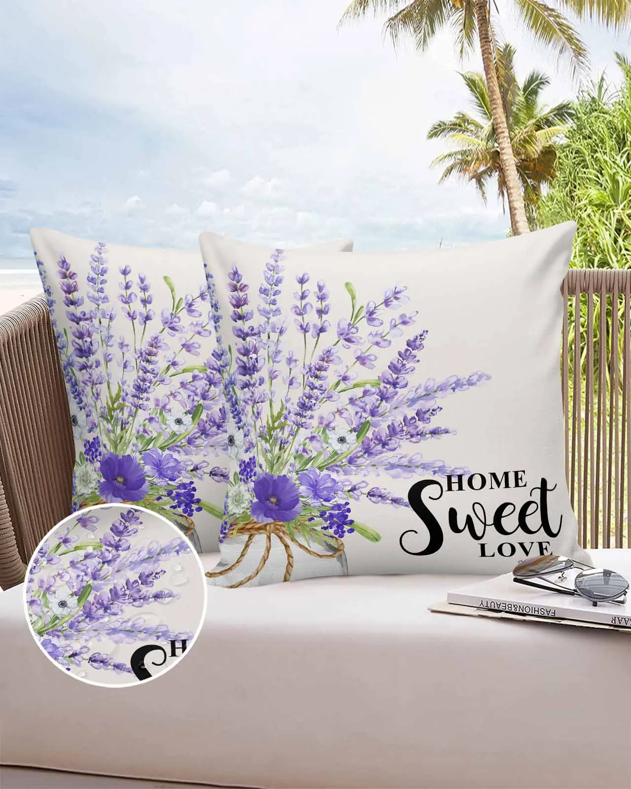 كيس وسادة بألوان مائية من اللافندر ، كيس وسادة مقاوم للماء ، غطاء وسادة سيارة ، مكتب ، أريكة ، ديكور المنزل ، 2: 4