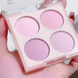 Matte 4-color blush palette,Pink,purple Sweat-proof waterproof natural nude makeup outline carmine purple series, daily outing