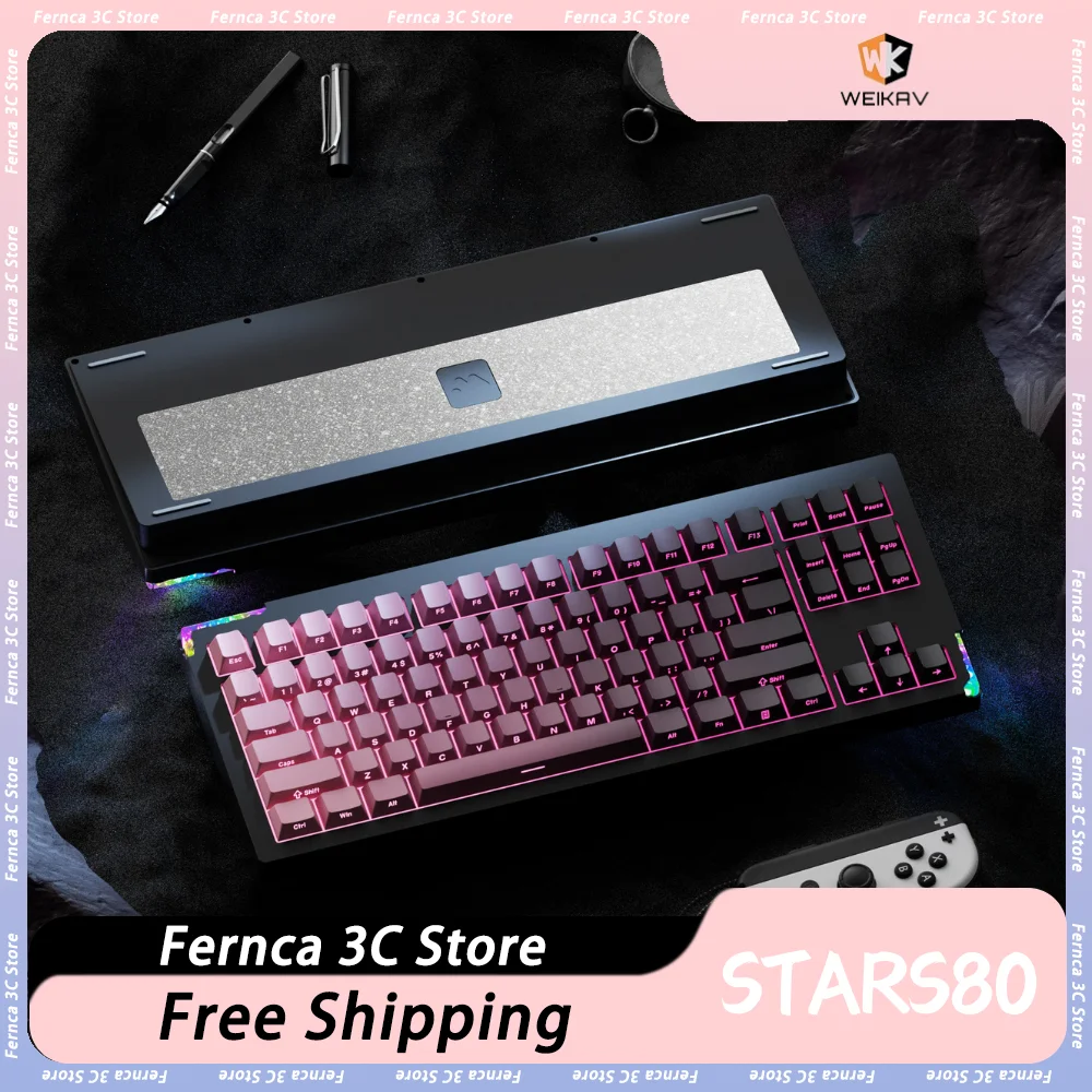 Weikav Stars80 Mechanical Keyboard Kit 3 Mode 88 Key Bluetooth Aluminum Alloy RGB Wireless Game Office KeyboardKit Customized