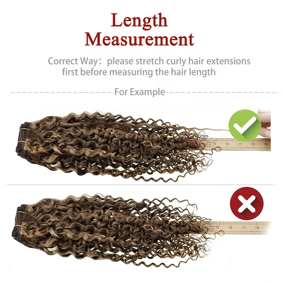 Water Wave Clip In Hair Extensions Real Human Hair 7Pcs/Set Chestnut And Bronzed Blonde Highlights Curly Clip On Hair Extensions