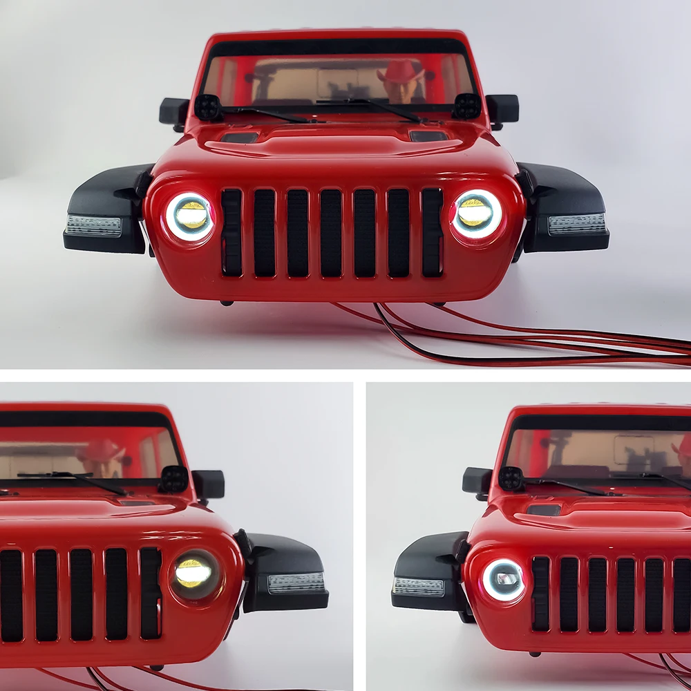 AXSPEED Headlights Angel Eyes LED Lamp for Axial SCX10 III AXI03006 AXI03007 Jeep JT Gladiator JLU Wrangler 1/10 RC Crawler Car