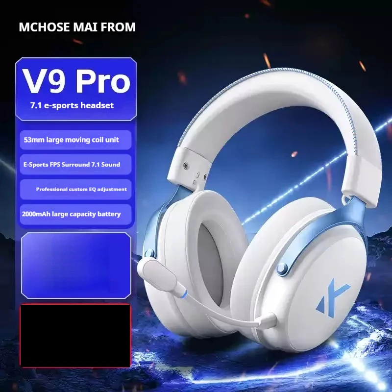 MCHOSE V9 Pro 2 draadloze Bluetooth-headset met driemodusmicrofoon, ruisonderdrukking, dynamisch geluid en lage vertraging – ideaal voor kantoor, gaming en als cadeau.