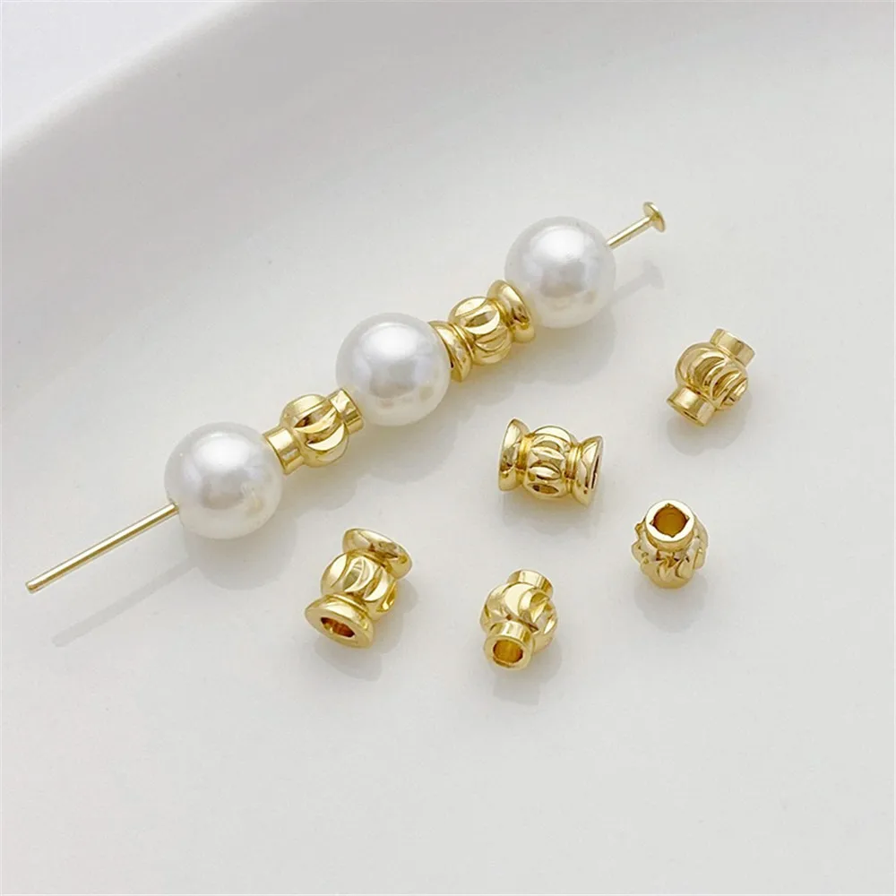 

14K Gold Batch Flower Twill Lantern Bucket Bead Partition Bead Loose Bead Handmade DIY Bracelet Necklace Ear Jewelry Accessories