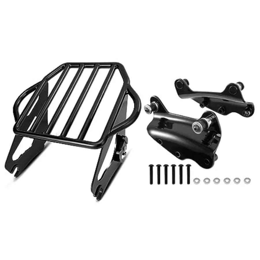 

Gloss Black Detachable King Luggage Rack with 4 Point Docking Hardware for Harley Davidson Street Glide Touring Road King Stree