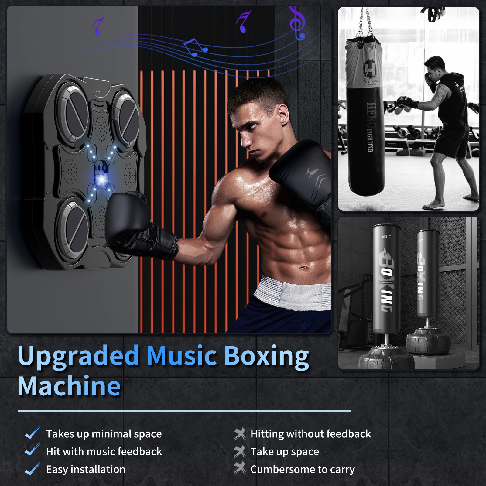 

Boxing Machine with Gloves Music Boxing Machine for Adults Kids Workout Equipment Smart Machine for Home Gym Exercise Christmas