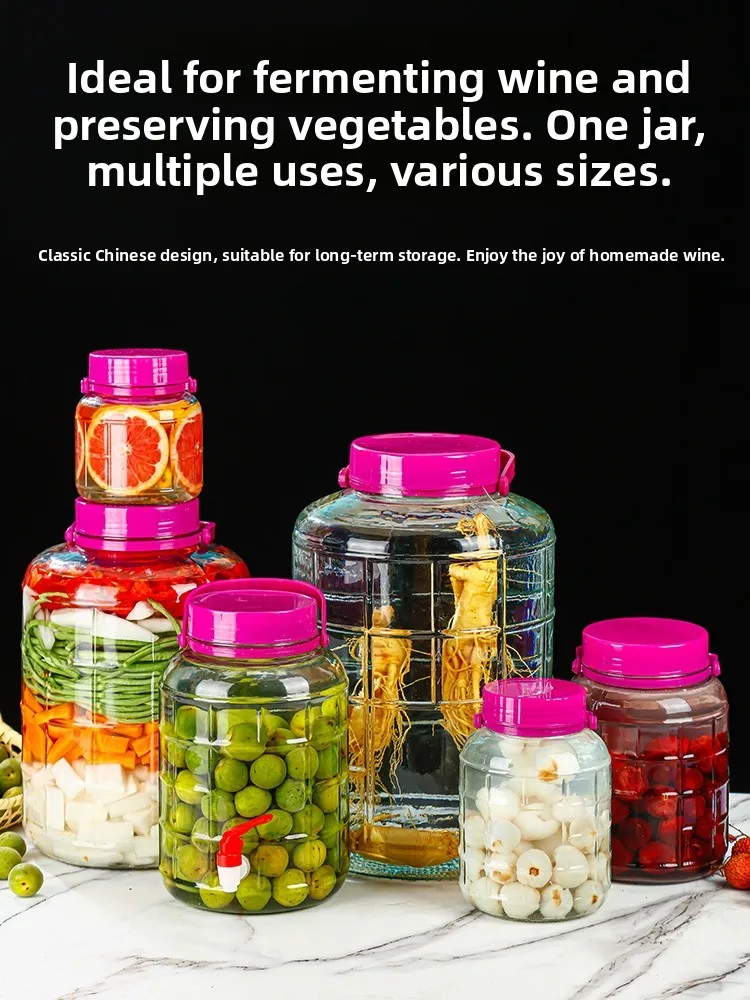 

Food ade Glass Bottle with Lid for Piling And Brewing Sed Jar Kitchen Storage Container Home Use Cucumber Kimchi Ferme...