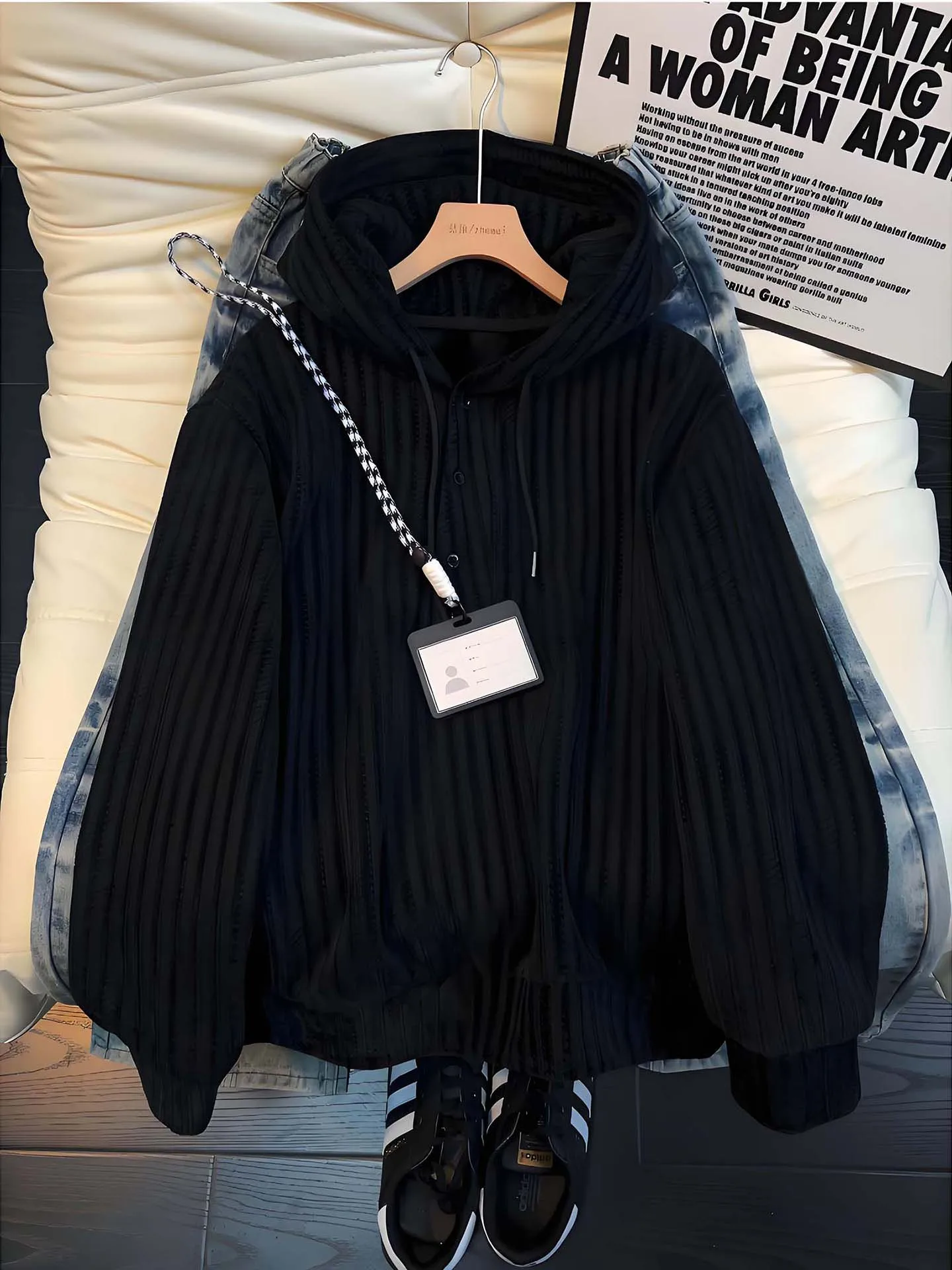 

Men's Hoodie Sweatirt Fce Lined Thi Long Sve V-ne Casual Streetwear Autumn Winter Faion Inner Wear Base irt