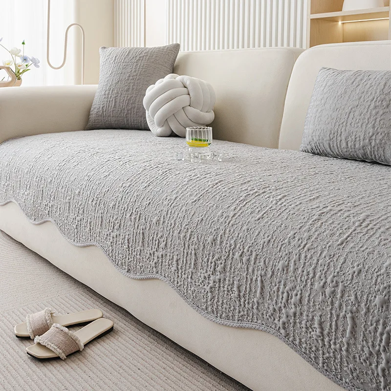 Summer Ice Silk Cooling Sofa Seat Cover Breathable Non-slip Couch Cover Irregular Skin-friendly Sofa Pad Slipcover Living Room