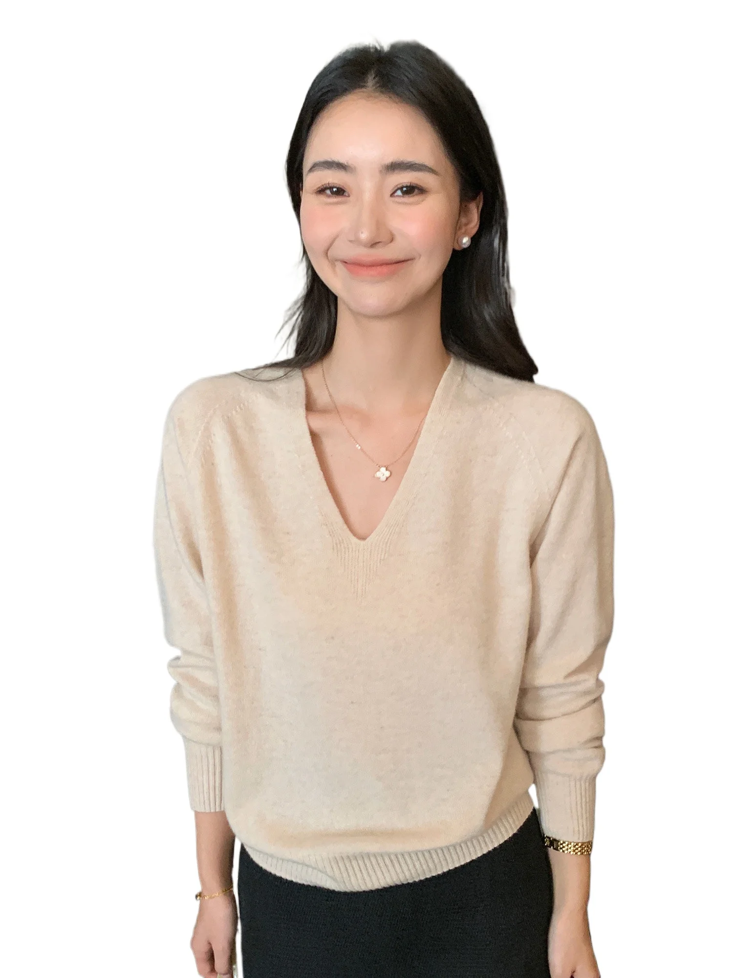 

Бесшовная готовая к носке вещь высшего качества ~ 100% чистый кашемир, женская рубашка с V-образным вырезом, утолщенный свитер, свободная вязка, шерстяная базовая рубашка