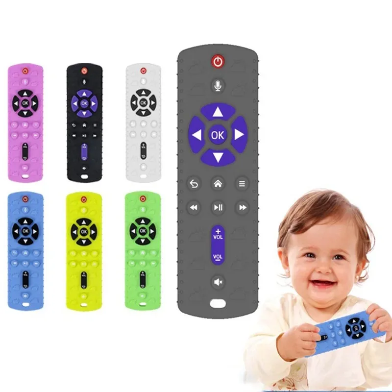 Silicone Baby Teething Toys Remote Control Animal Shape Sensory Rattle Teether Ball Grasping Activity Toys for Kids Development