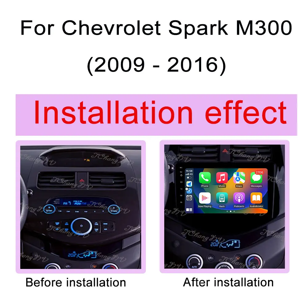 QLED Screen for  Chevrolet Spark M300 2009 - 2016 CarPlay Car Radio Video Audio Multimedia Player Split Screen GPS Navigation