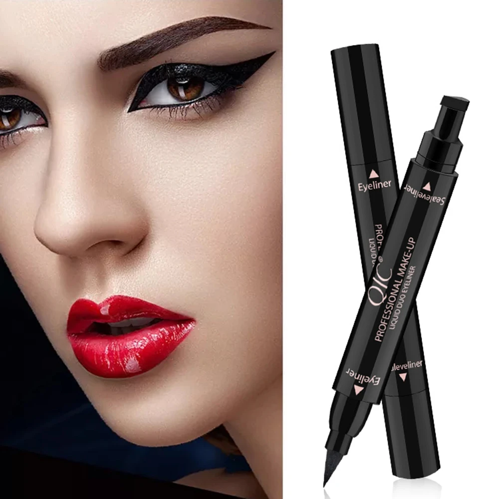 In1 Winged Stamp Liquid Eyeliner Pencil Eyes Makeup Waterproof Fast Lasting Cosmetics Black Stamps Seal Eyeliner Pen TSLM1