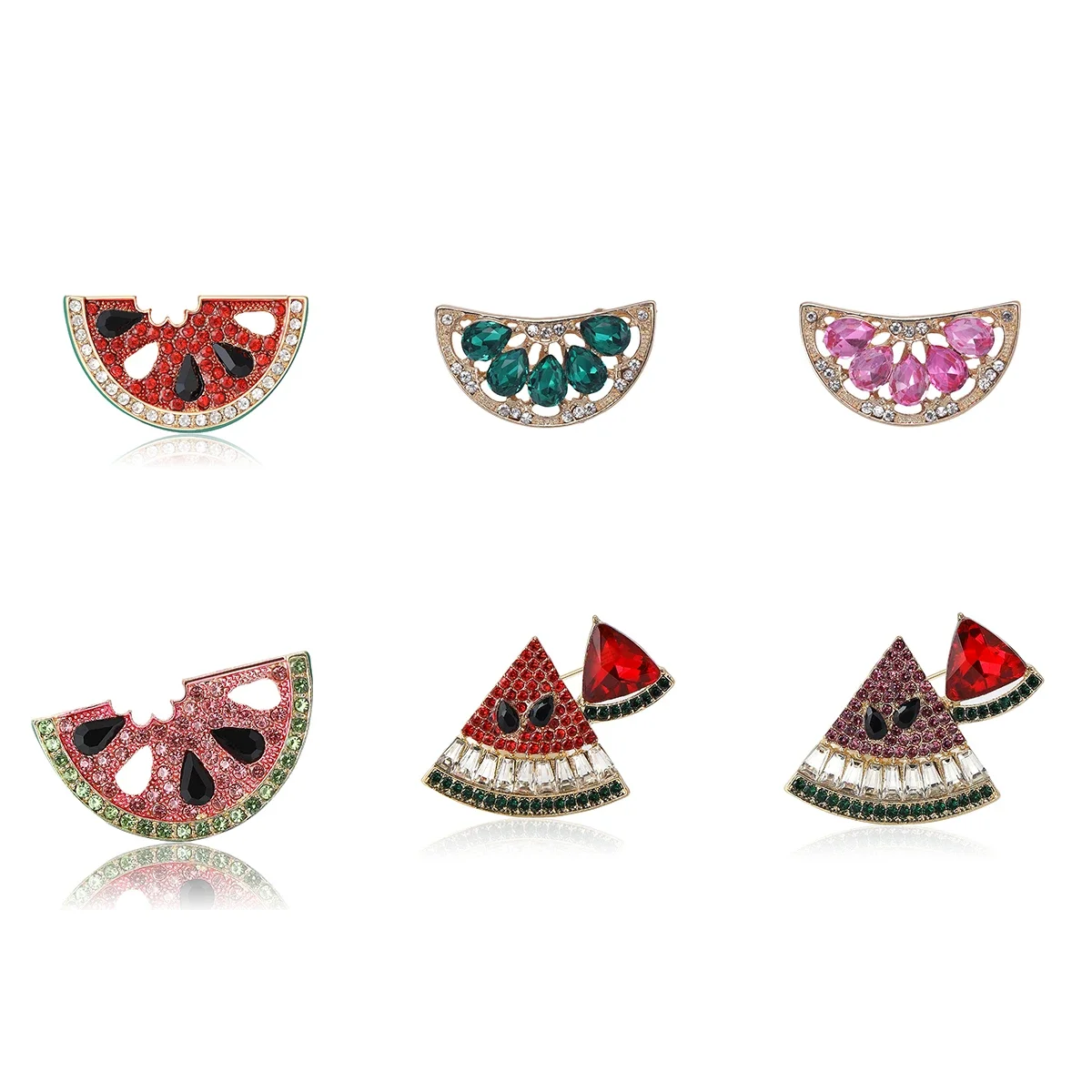 Shining Rhinestone Watermelon Brooches For Women Unisex Fruit Plant Pins Multi-color Available Casual Party Accessories Gifts