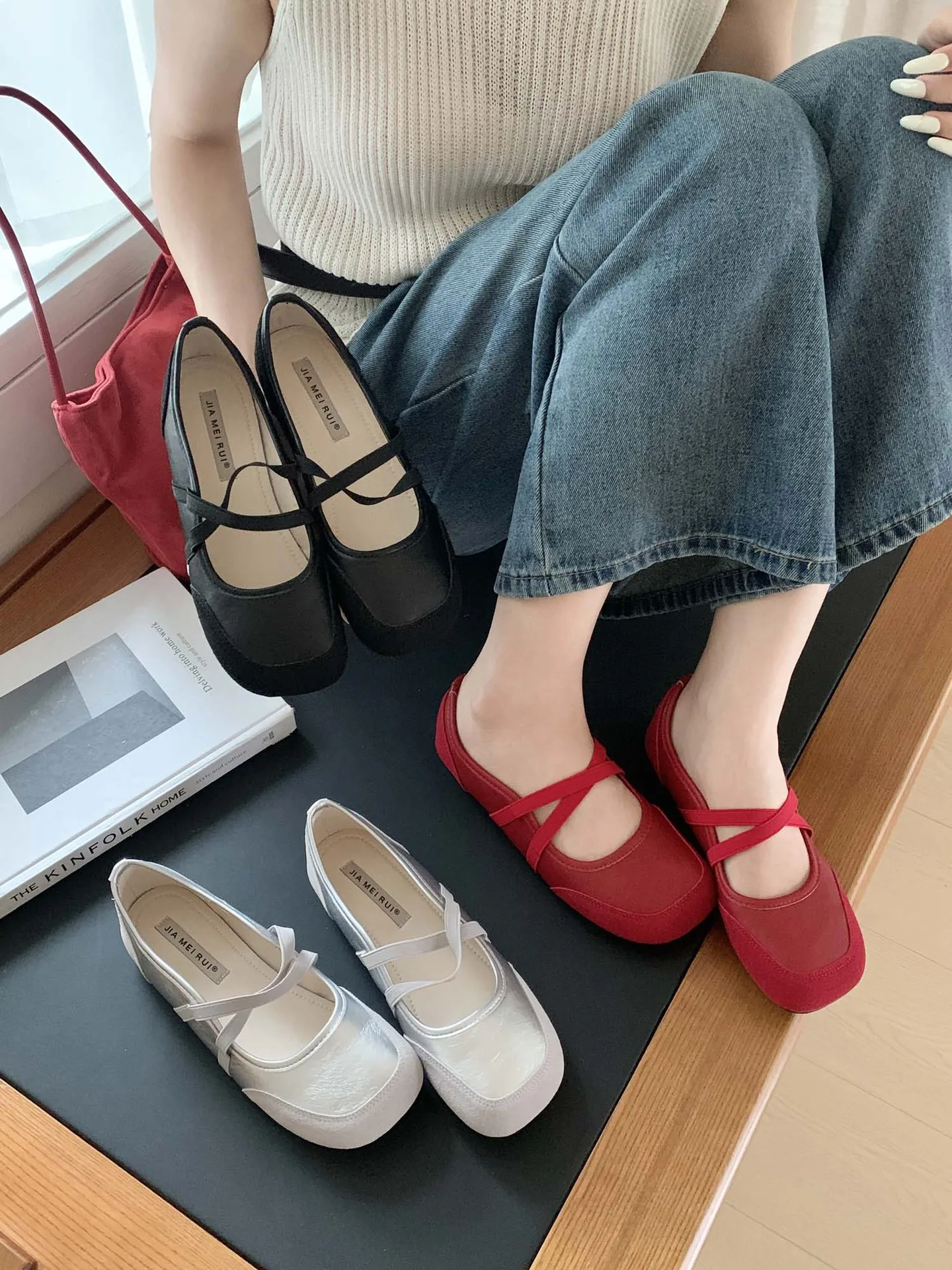 

Женские балетки Kawaii Mary Janes из искусственной кожи, новинка 2023 года, летние модные мягкие серебряные балетки