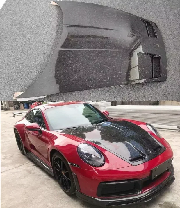 

New！ GT3 Real Forged Carbon Fiber Car Front Engine Hood Vent Cover For Porsche Carrera 911 992 2019 2020 2021 2022 2023