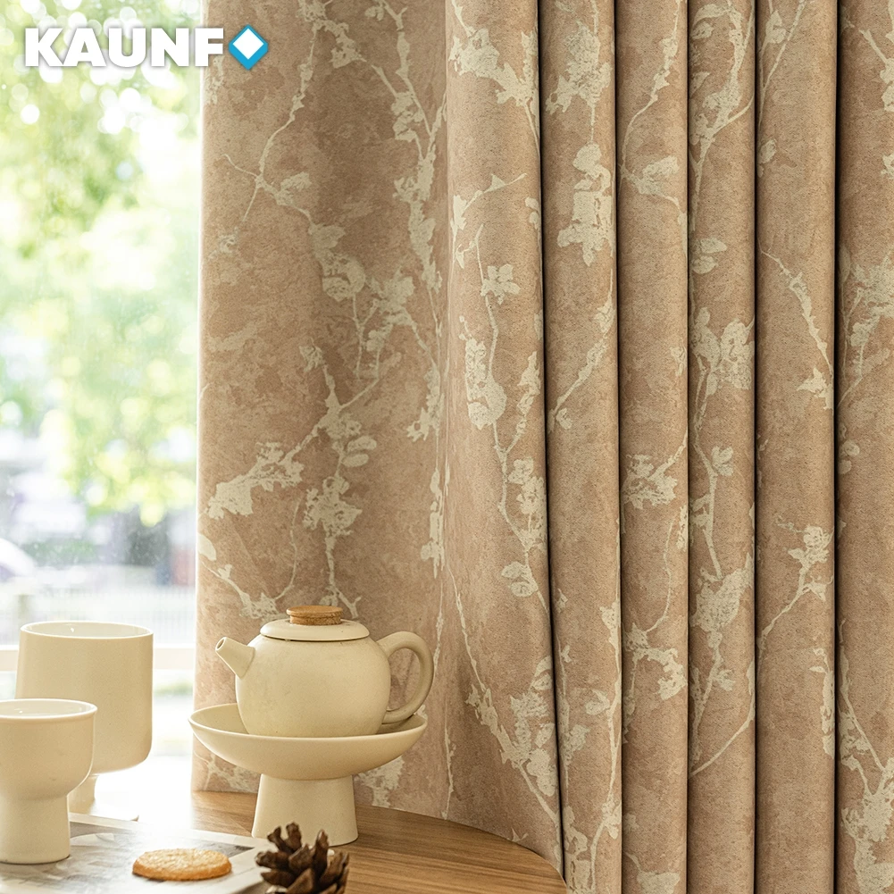 French Country Floral Branch Curtain for Living Room Bedroom Kitchen 80% Blackout Thermal Insulated Rustic Style Window Drapes