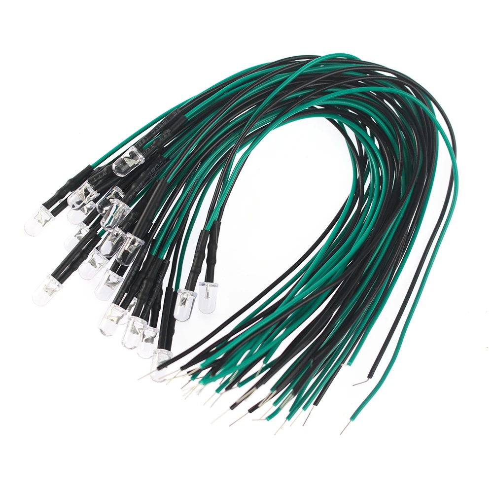 20 قطعة 20 سنتيمتر قبل السلكية 12 فولت 5 مللي متر صمام ثنائي باعث للضوء قبل البائع 3-12 فولت أبيض/أحمر/أخضر/أزرق/أصفر/دافئ أبيض LED الثنائيات أضواء عدة