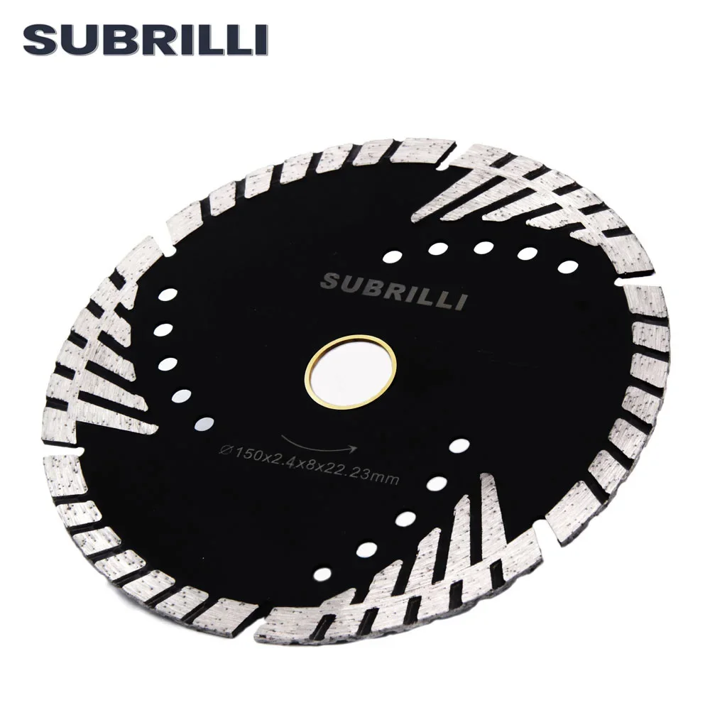 SUBRILLI 6 "150mm rueda cortadora de diamante hoja de sierra de diamante de unión metálica disco de sierra de dientes Turbo para piedra granito hormigón