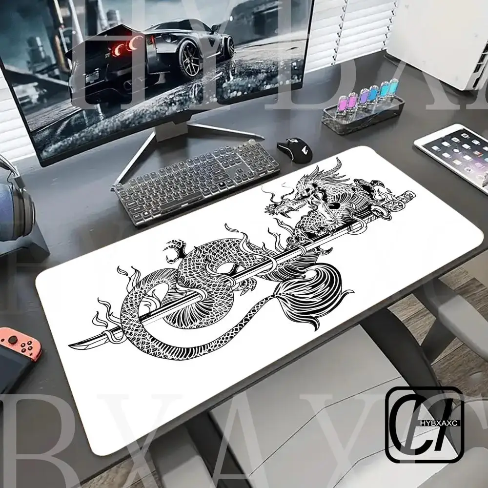 

Mouse Pad Gaming Black And White Dragon XL Home Large Computer Mousepad XXL keyboard pad Office Laptop Desktop HYBXAXC Mouse Pad