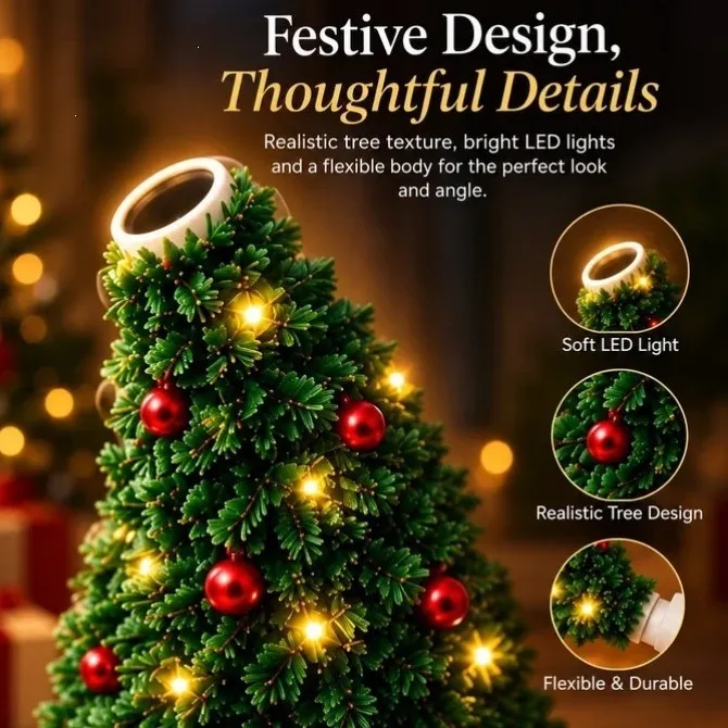 HD Christmas Tree Christmas Projector Usb Plug And Play With 6 Patterns Night Light Christmas Party Ceiling Bedroom Decoration ﻿