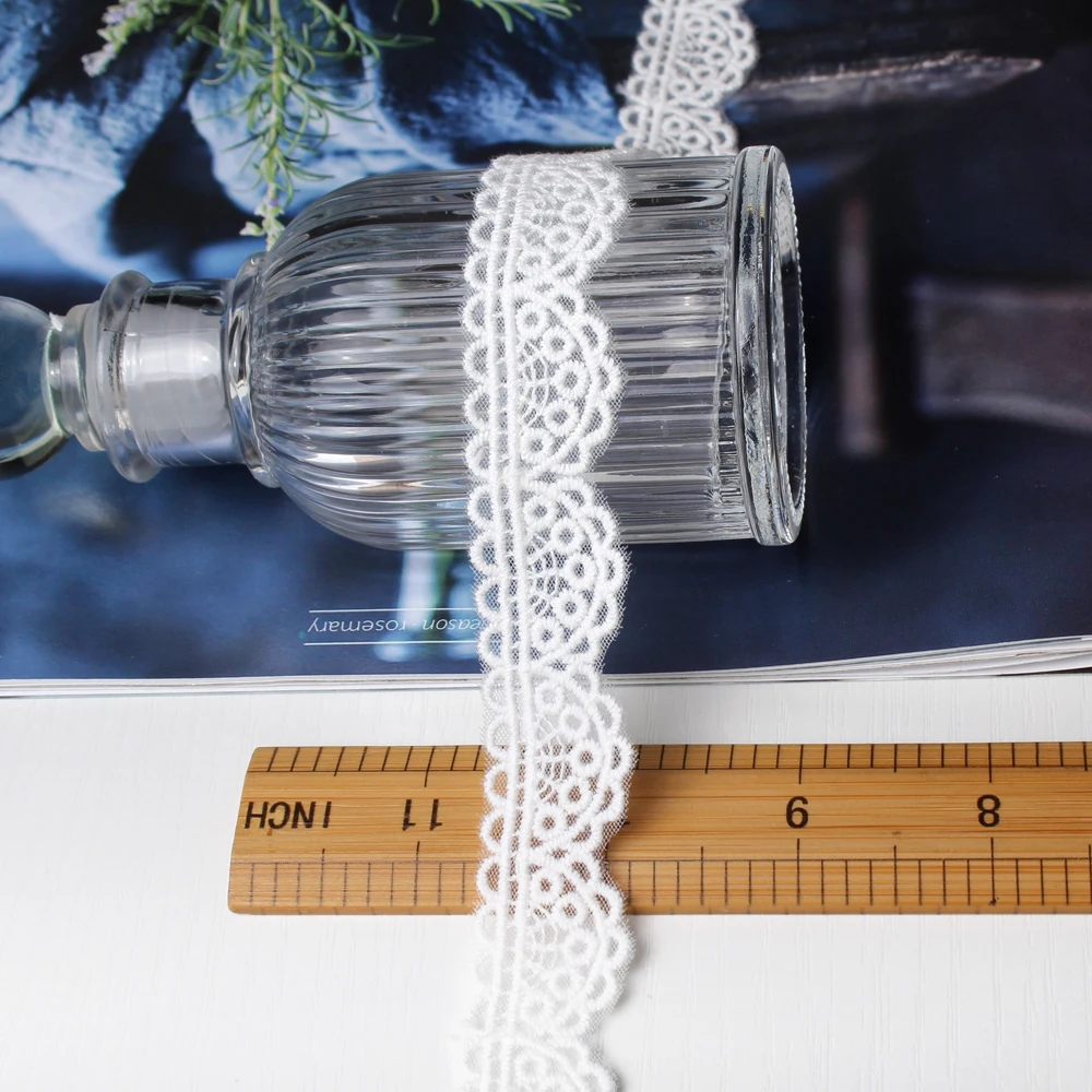 

White Cotton Thread + Mesh Embroidered Mesh Lace Garment Lace Ribbon Fabric Trims Trimmings DIY Handmade Sewing Accessories