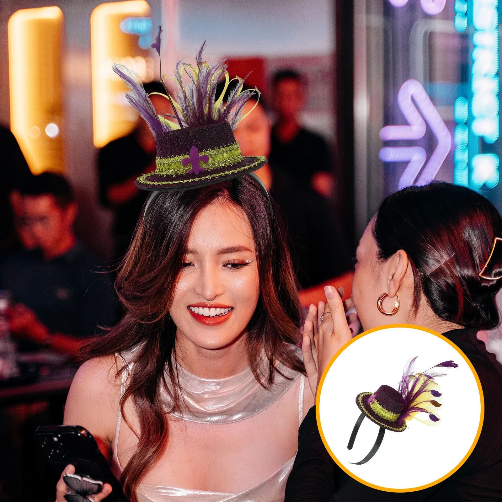 

Headband Hair Accessory Plume Headpiece for Women Carnival Festival Party Costume Top Hat Headband Holiday Mardi