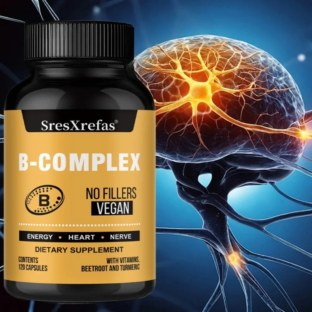 B Vitamin Supplements - with B12 for Mood, Brain, Nervous System, Energy, Metabolism, Relieve Fatigue, Heart Health