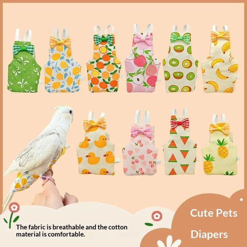 /KQM/New Cute Colorful Parrot  Bowtie Washable Parrot Flight Suit Breathable Keep Birds Clean Pet Bird Clothes Daily Clothing - view 5