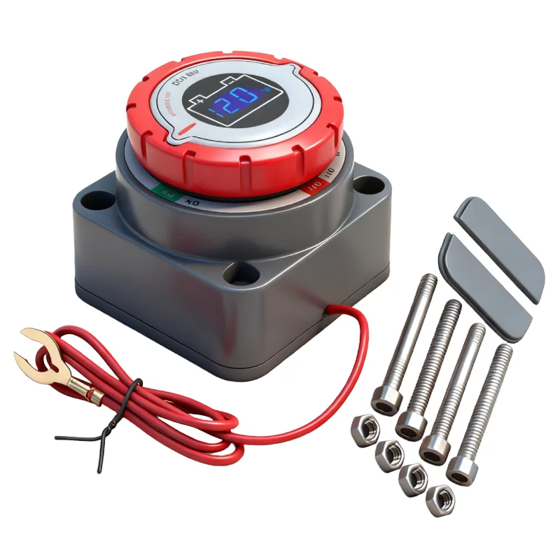 Heavy Duty 80V 300A Silver Plated Copper Battery Switch Disconnect Isolator With Voltage Display for RV Car Automotive