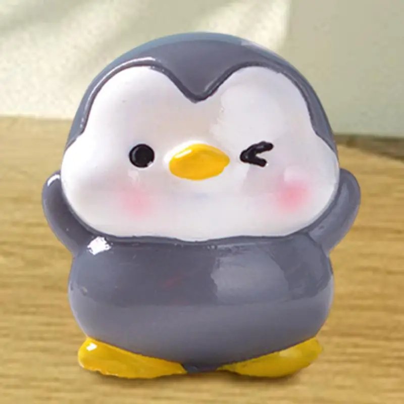Cute Ocean Animal Penguin Figure Cute Penguin Miniature Figurines Bright Colors Outdoor Statues Animal Model Toys For Family